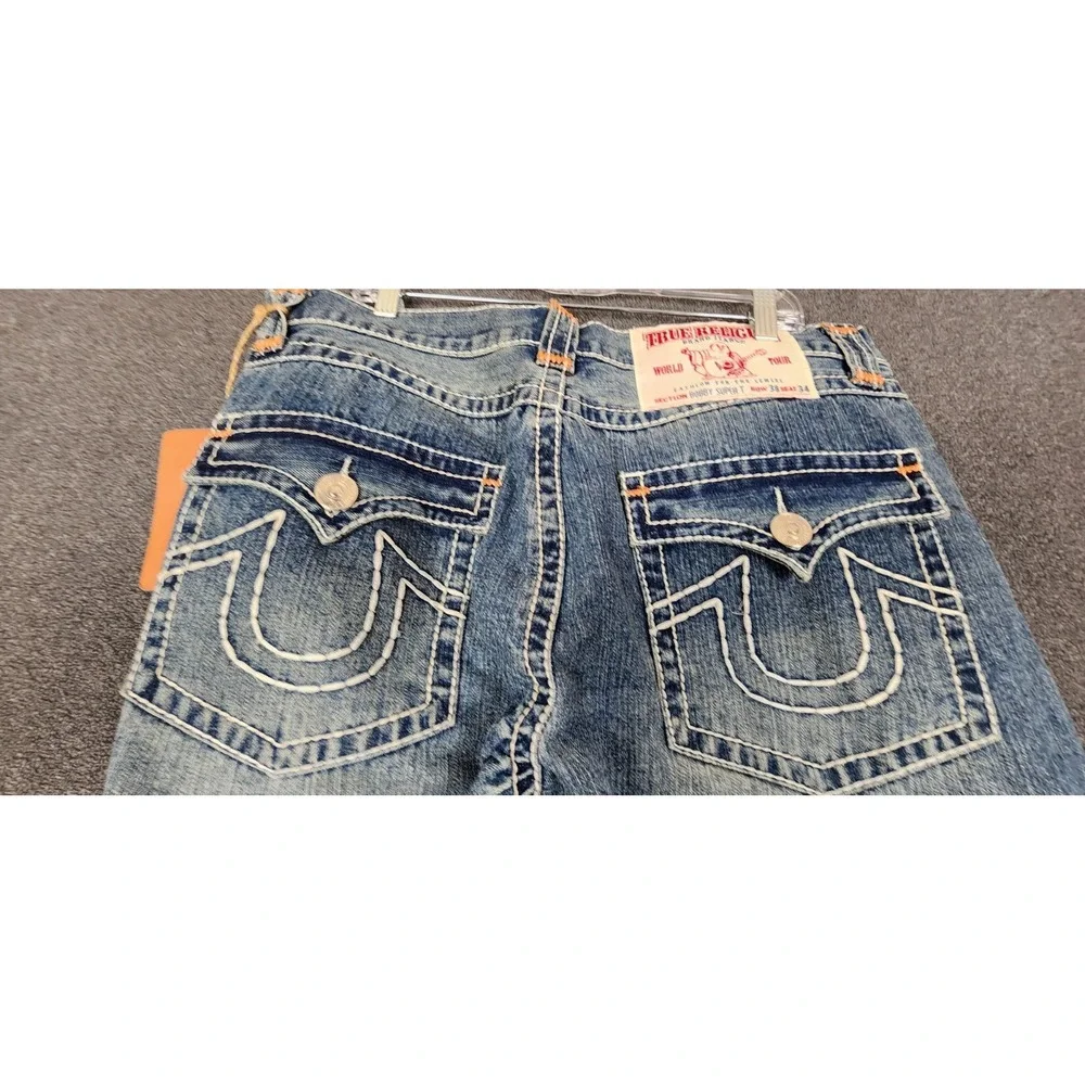 True Religion Bobby Super T Jeans Mens 38x34‎ Straight Leg Light Wash USA